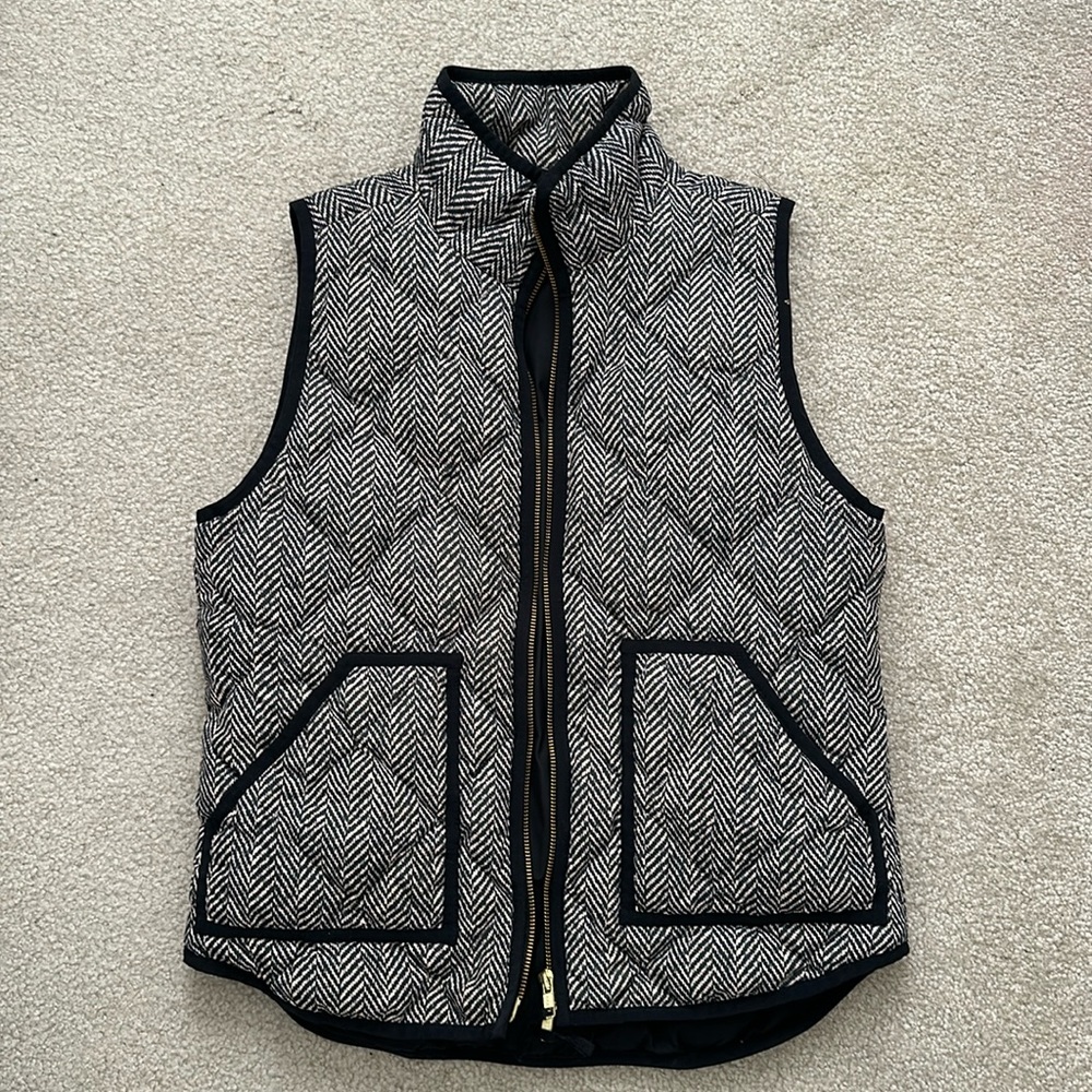 J. Crew Herringbone Excursion Down Puffer Vest - … - image 1
